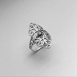 Sterling Silver Thin Filigree Ring W/ Scroll, Delicate Ring, Silver Rings